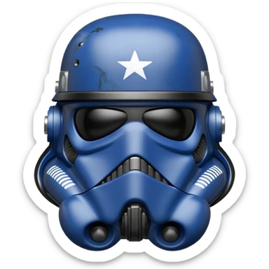 a blueberry wearing a black Star Wars Death Trooper helmet sticker