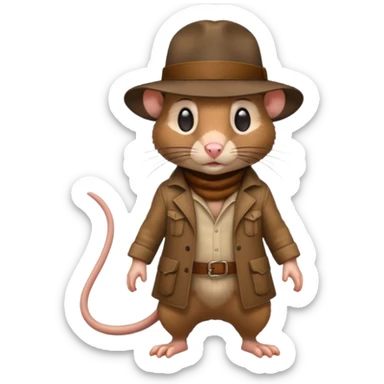 🐀 full body rat wearing Indiana jones hat sticker