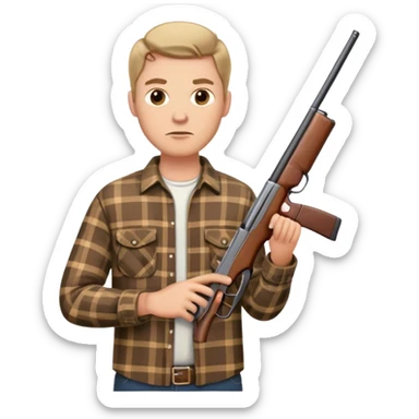 white guy flannel shirt shotgun sticker