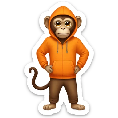 Monkey in orange hoodie  sticker