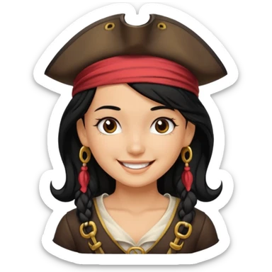 pirate girl with black hair band  sticker