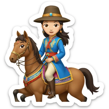 mongolian woman on horse sticker