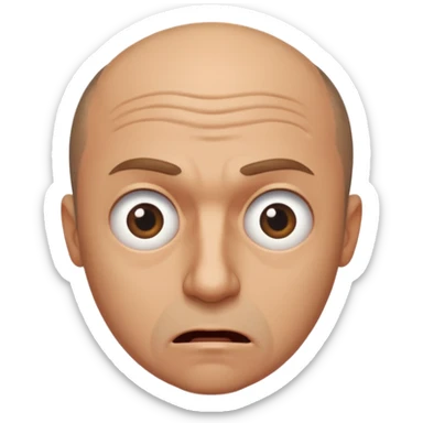 balding man in fisheye lense stressing out sticker