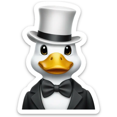 White Duck wearing a top hat and suit sticker