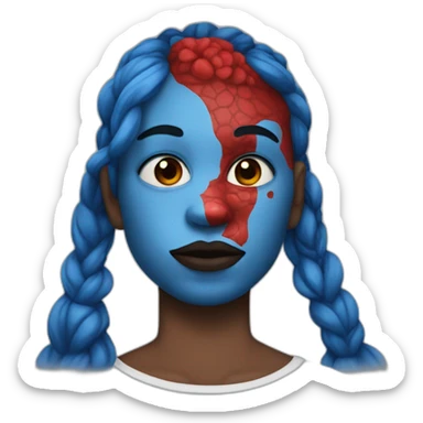 A blue skin person who has red tattoo on his lips sticker
