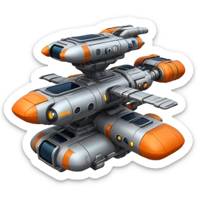 Orange, Starcraft style, neon, cyberpunk, gravity realistic space station sticker
