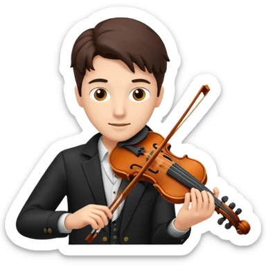 musician playing violin, focused and passionate sticker