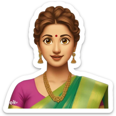 a TOK face of nayanthara with binthi in saree sticker