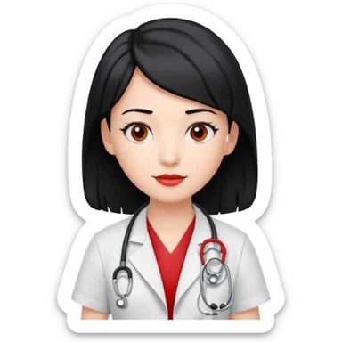 doctor with black hair and red hairclips  sticker