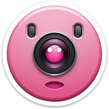 A round camera lens, apple emoji style, minimalist, with highlights, pink, no faces, no smileys, only lens, variant 5 sticker