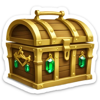Treasure chest with emerald jewels sticker