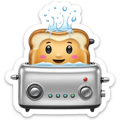 Happy toaster taking a bath sticker