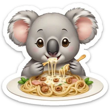 Koala eating carbonara pasta sticker