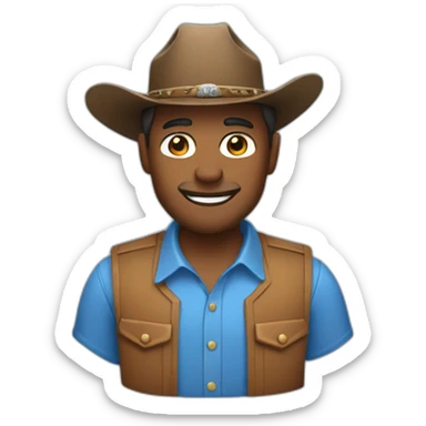 man with cowboy hat and blue shirt sticker
