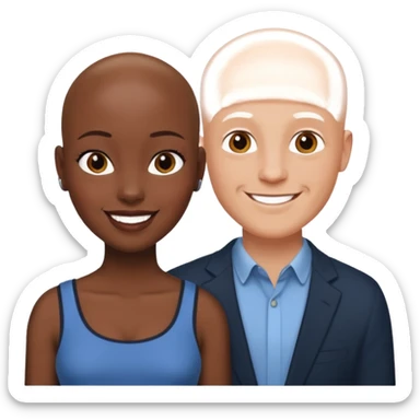 Bald white guy black girl sticker