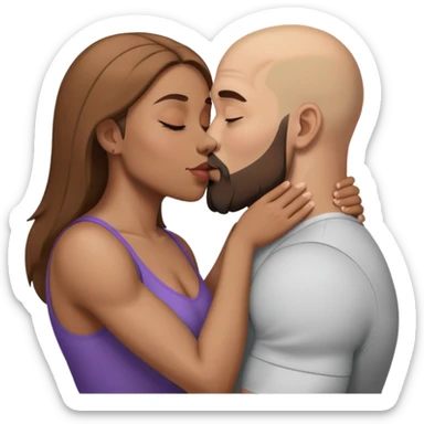 Beautiful light brown making out her muscular bald beard husband sticker