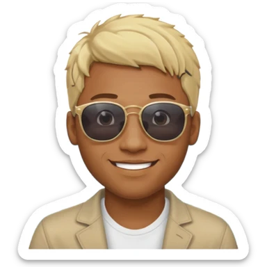 Black man hair smiling with blonde in love at ocean  sticker