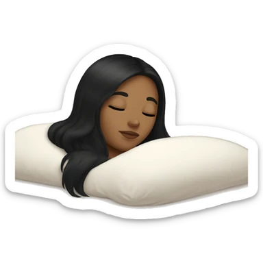 white girl with black straight hair sleeping cozy in bed sticker