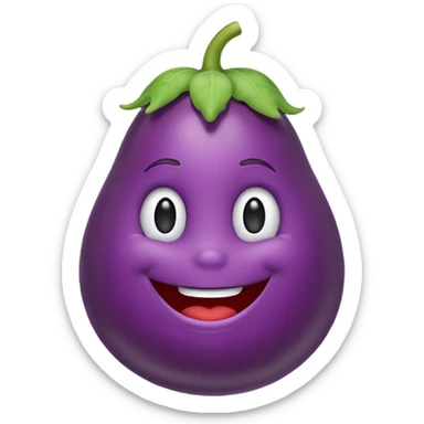eggplant emoji smiling in Apple style sticker