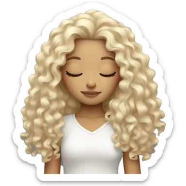 Girl with long curly hair sleeping white  sticker