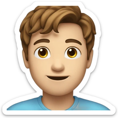 boy with brown hair, in sky blue shirt, point the finger in front of you sticker