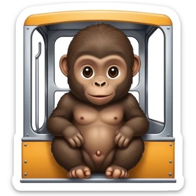 baby gorilla sitting in train carriage sticker