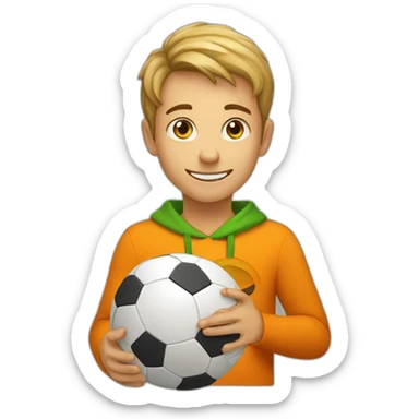 Enfant qui joue au foot avec une citrouille sticker