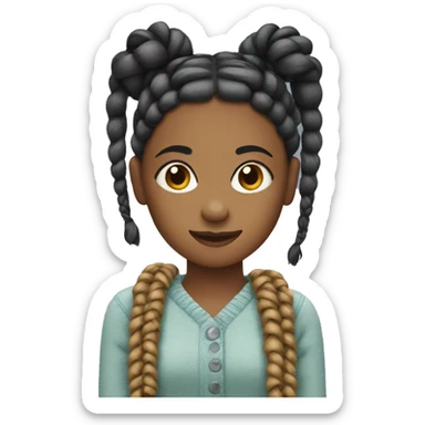 Girl with yarn braids sticker