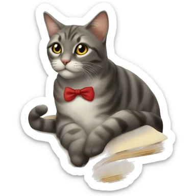 Eine Katze die ein Buch liest und Musik hört  sticker