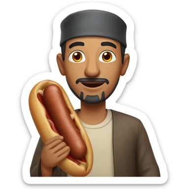 Moroccan man holding a sausage sticker