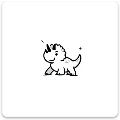 A hand-drawn toy triceratops with a silly grin and cute horns sticker