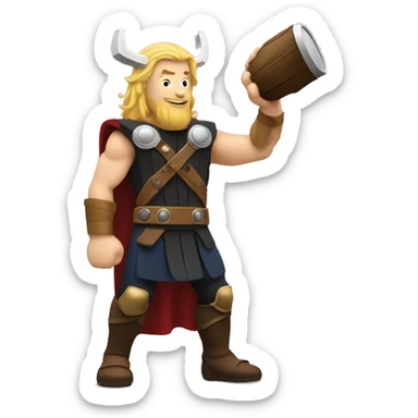 Thor qui bois une biere sticker