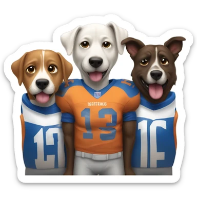 3 guys dressed as dogs that love football sticker