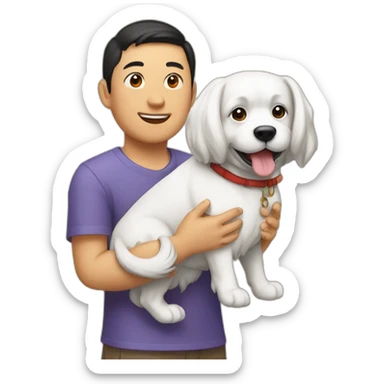 asiatique avec un chien sticker