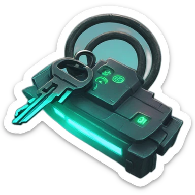 Key in a cyberpunk environment with neon lighting. sticker