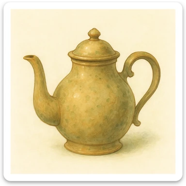 vintage teapot, natural colors, soft, fairy-like atmosphere, no background, square size sticker