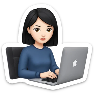 macbook black long hair beauty  sticker