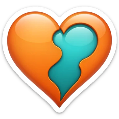 heart that is half teal and half orange sticker
