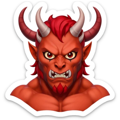 satan head and torso with arms down sticker