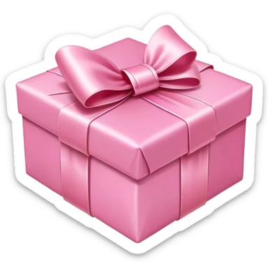 Pink birthday present with a white bow sticker