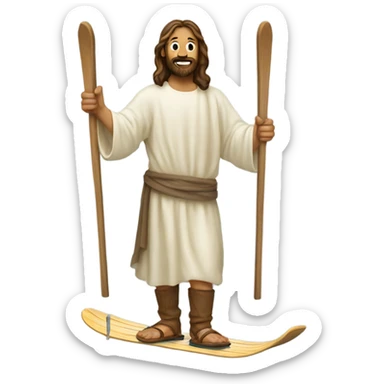 Jesus on skis sticker