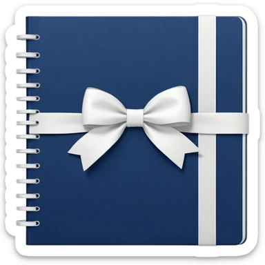Navy blue notebook with a white bow on it sticker