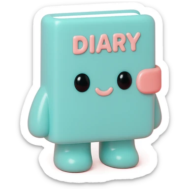 a diary, toy-like and glossy sticker