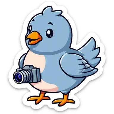 playful spy pigeon with a camera around its neck sticker