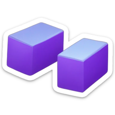 Two purple Parallelepipeds each with a white letter in the middle sticker