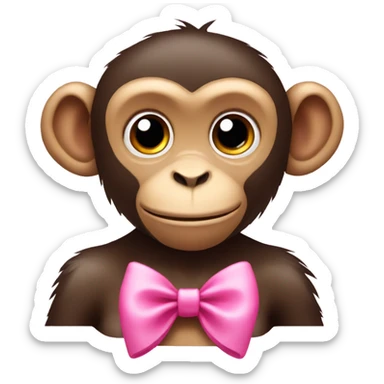 A monkey with a pink bow on both ears  sticker