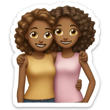 two girl best friends hugging one brown skinned and one light brown skinned sticker