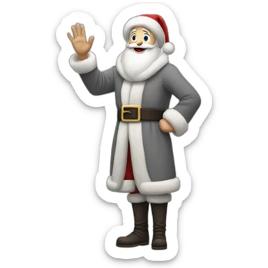 Full height Actively gesturing with hands pale skin Santa Claus in gray sticker