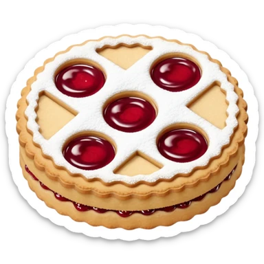 Linzer cookies with a red jam center shaped still round for eyes. sticker