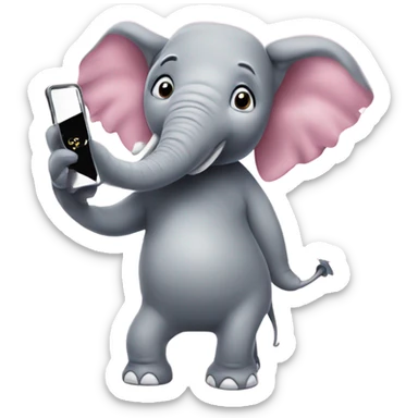 Elephant wearing high heels taking a selfie    sticker